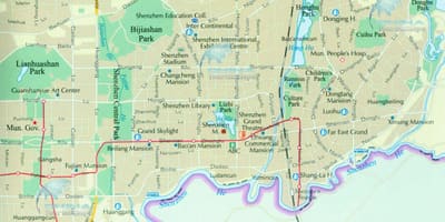 வரைபடம் ஷென்ழேன் மாவட்டங்களில்